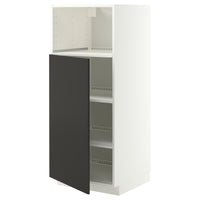 METOD high cabinet f built-in appliances, white/Nickebo matt anthracite, 60x60x140 cm