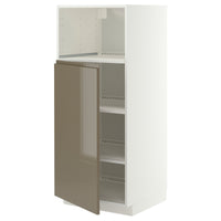METOD high cabinet f built-in appliances, white/Voxtorp high-gloss dark grey-brown, 60x60x140 cm