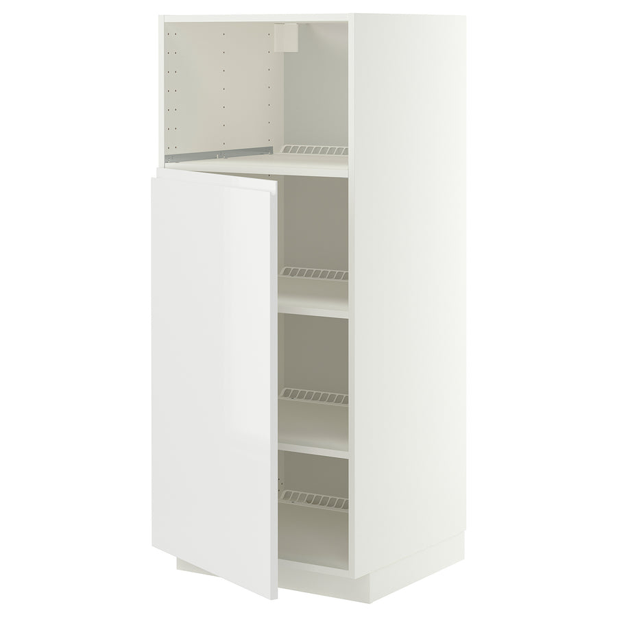 METOD high cabinet f built-in appliances, white/Voxtorp high-gloss/white, 60x60x140 cm