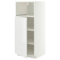 METOD high cabinet f built-in appliances, white/Voxtorp high-gloss/white, 60x60x140 cm