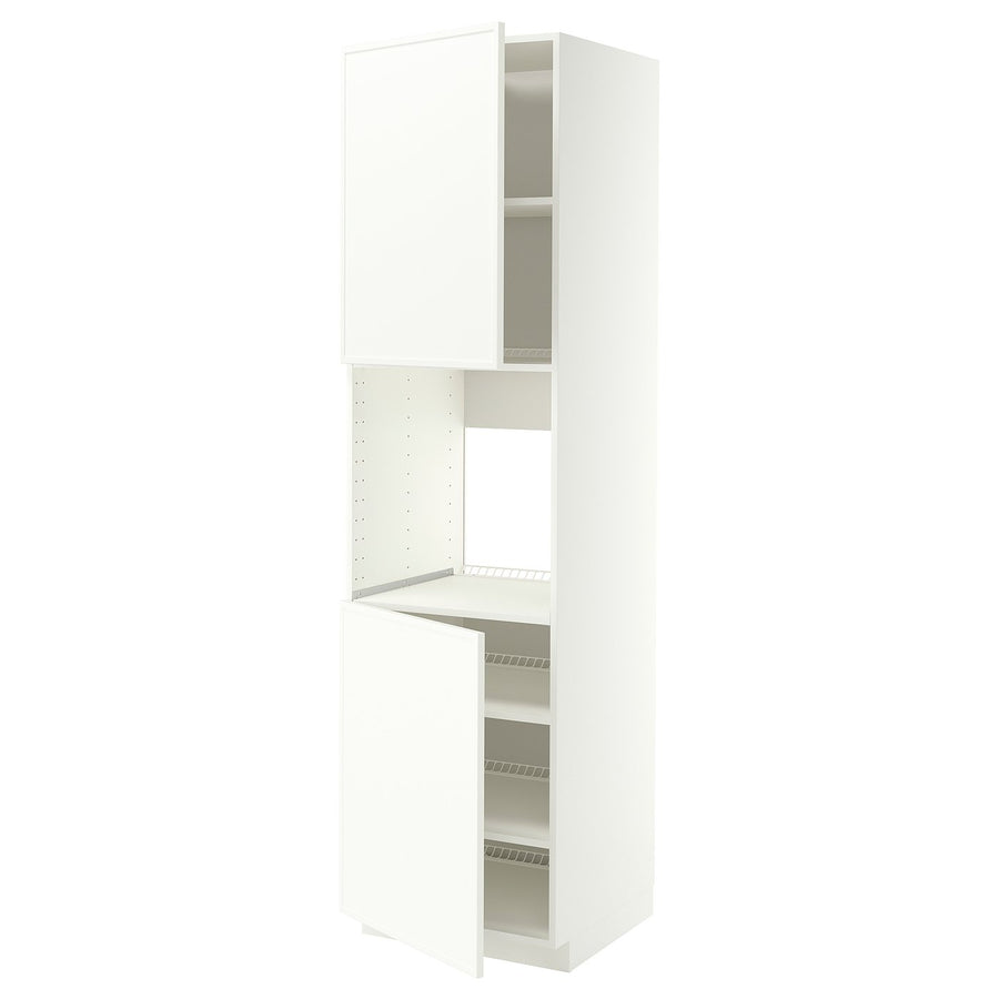METOD high cab f oven w 2 doors/shelves, white/Aspudden matt white, 60x60x220 cm
