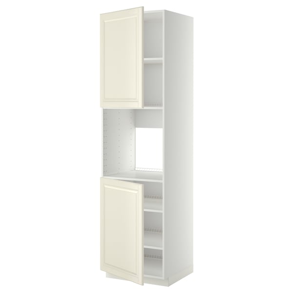 METOD high cab f oven w 2 doors/shelves, white/Bodbyn off-white, 60x60x220 cm