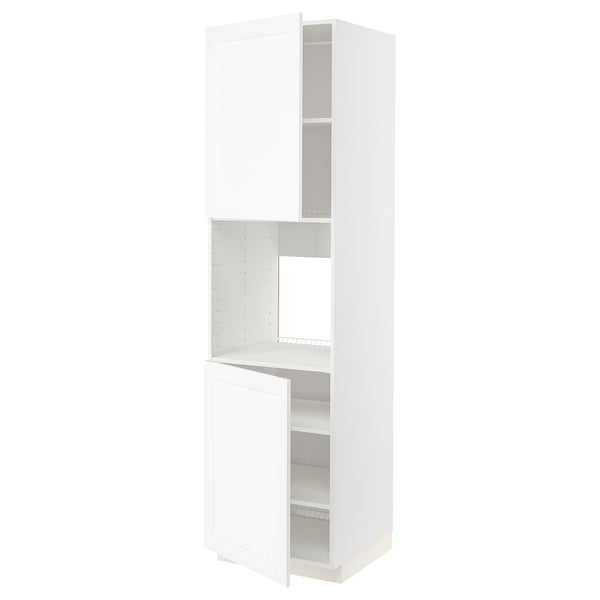 METOD high cab f oven w 2 doors/shelves, white Enköping/white wood effect, 60x60x220 cm