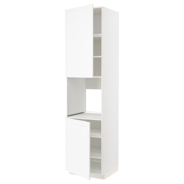 METOD high cab f oven w 2 doors/shelves, white Enköping/white wood effect, 60x60x240 cm
