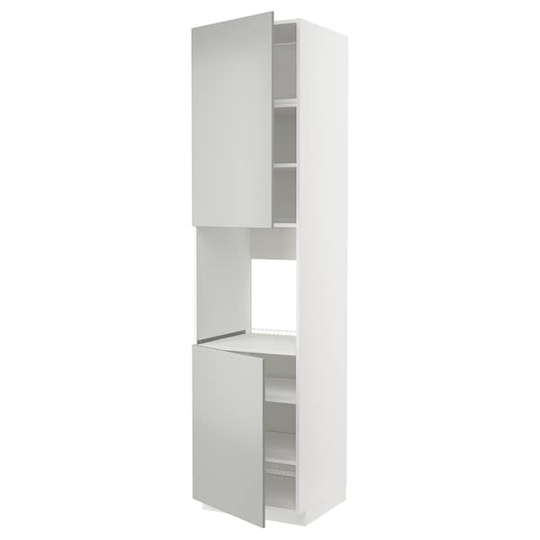 Ikea METOD - High cab f oven w 2 doors/shelves, white/Havstorp light grey, 60x60x240 cm