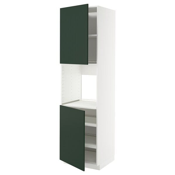 Ikea METOD - High cab f oven w 2 doors/shelves, white/Havstorp deep green, 60x60x220 cm
