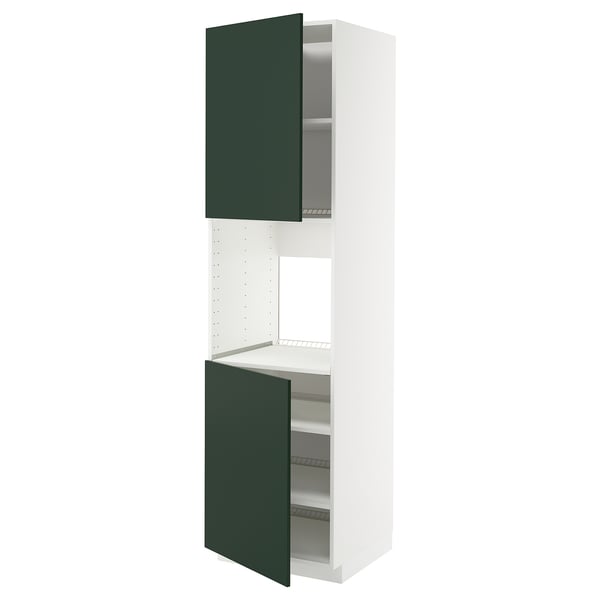 METOD high cab f oven w 2 doors/shelves, white/Havstorp deep green, 60x60x220 cm
