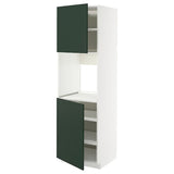 METOD high cab f oven w 2 doors/shelves, white/Havstorp deep green, 60x60x200 cm