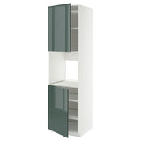 METOD high cab f oven w 2 doors/shelves, white/Kallarp high-gloss dark grey-green, 60x60x220 cm