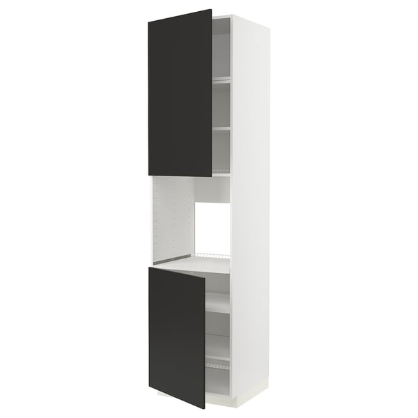 METOD high cab f oven w 2 doors/shelves, white/Nickebo matt anthracite, 60x60x240 cm