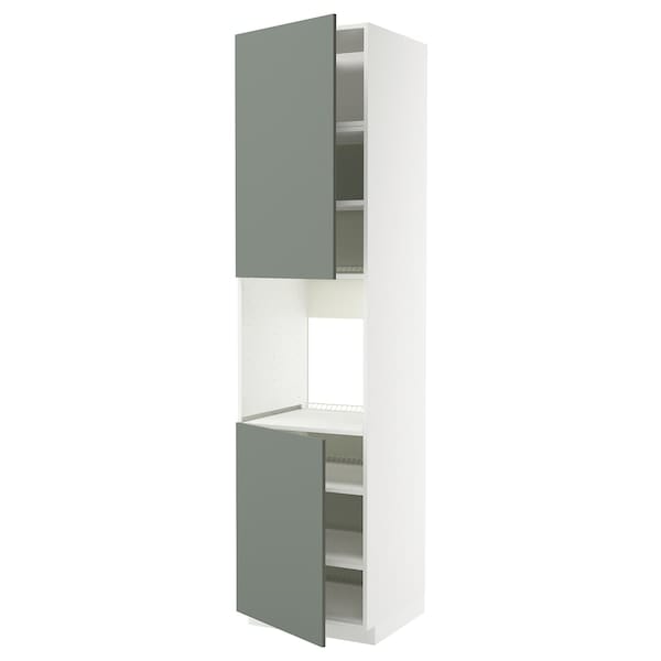 Ikea METOD - High cab f oven w 2 doors/shelves, white/Nickebo matt grey-green, 60x60x240 cm
