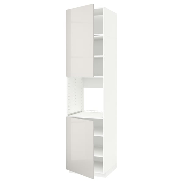 METOD high cab f oven w 2 doors/shelves, white/Ringhult light grey, 60x60x240 cm