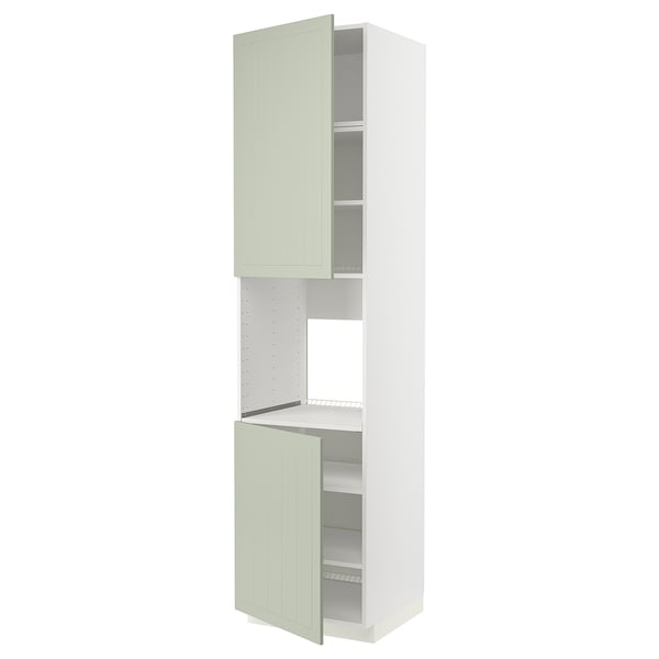 METOD high cab f oven w 2 doors/shelves, white/Stensund light green, 60x60x240 cm