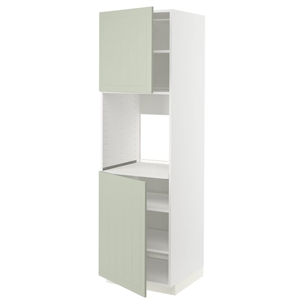 METOD high cab f oven w 2 doors/shelves, white/Stensund light green, 60x60x200 cm