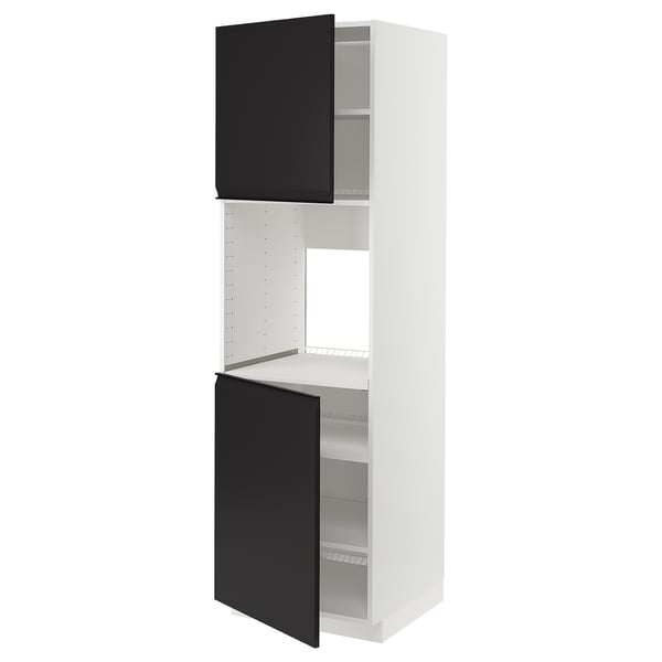 METOD high cab f oven w 2 doors/shelves, white/Upplöv matt anthracite, 60x60x200 cm