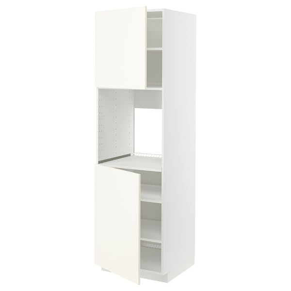METOD high cab f oven w 2 doors/shelves, white/Vallstena white, 60x60x200 cm