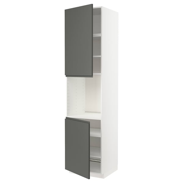 METOD high cab f oven w 2 doors/shelves, white/Voxtorp dark grey, 60x60x240 cm