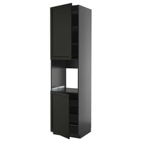 METOD high cab f oven w 2 doors/shelves, black-grey/Lerhyttan black stained, 60x60x240 cm