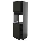 METOD high cab f oven w 2 doors/shelves, black-grey/Lerhyttan black stained, 60x60x200 cm