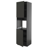 METOD high cab f oven w 2 doors/shelves, black-grey/Nickebo matt anthracite, 60x60x220 cm