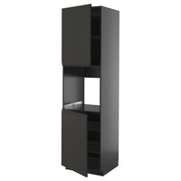 METOD high cab f oven w 2 doors/shelves, black-grey/Upplöv matt anthracite, 60x60x220 cm