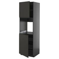 METOD high cab f oven w 2 doors/shelves, black-grey/Upplöv matt anthracite, 60x60x200 cm