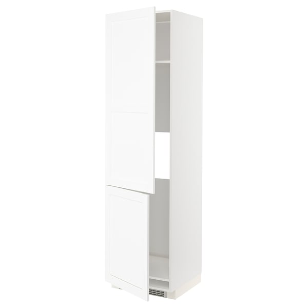 METOD high cab f fridge/freezer w 2 doors, white Enköping/white wood effect, 60x60x220 cm