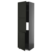 METOD high cab f fridge/freezer w 2 doors, black-grey/Lerhyttan black stained, 60x60x220 cm