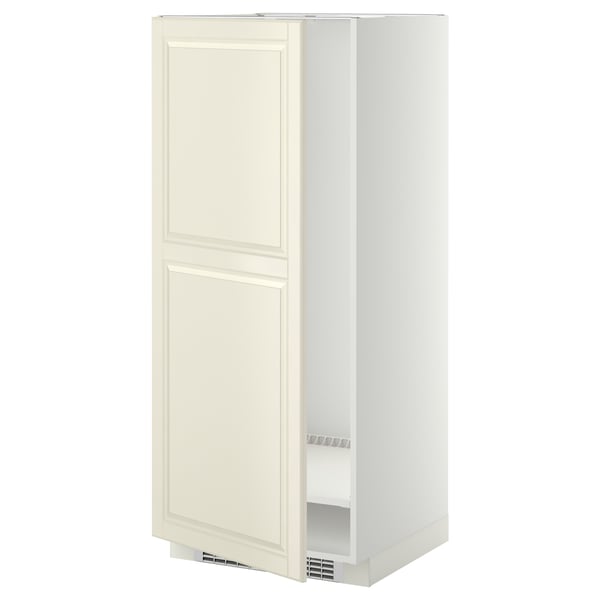 METOD high cabinet for fridge/freezer, white/Bodbyn off-white, 60x60x140 cm