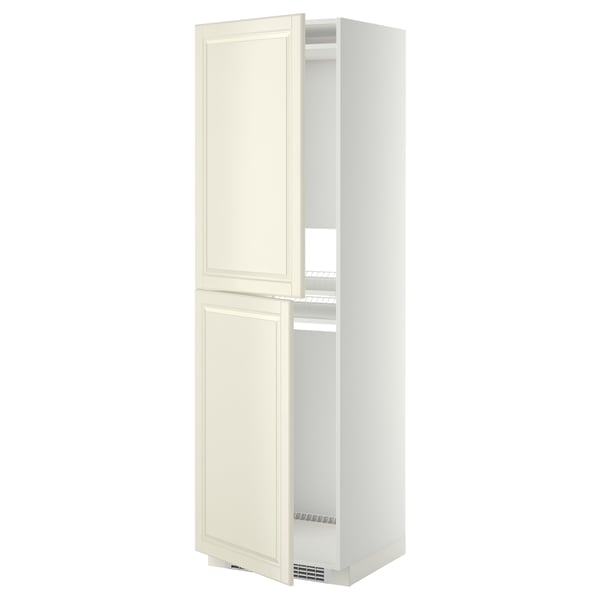 METOD high cabinet for fridge/freezer, white/Bodbyn off-white, 60x60x200 cm