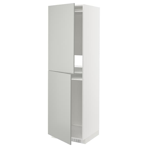 METOD - High cabinet for fridge/freezer, white/Havstorp light grey, 60x60x200 cm