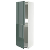 METOD high cabinet for fridge/freezer, white/Kallarp high-gloss dark grey-green, 60x60x200 cm