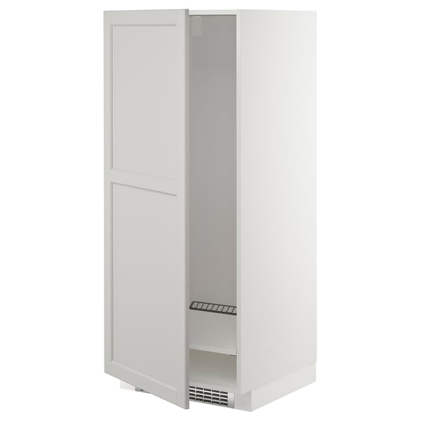METOD high cabinet for fridge/freezer, white/Lerhyttan light grey, 60x60x140 cm