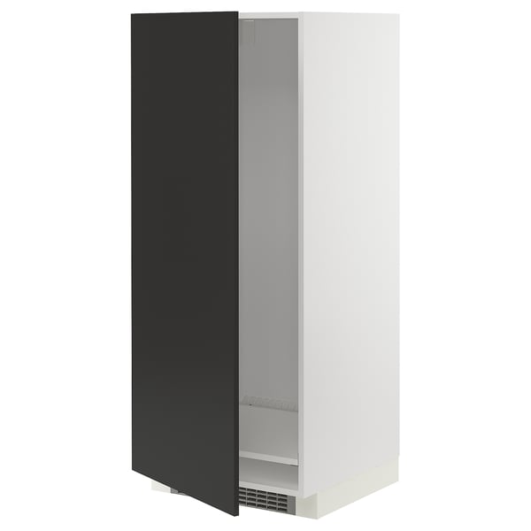 METOD high cabinet for fridge/freezer, white/Nickebo matt anthracite, 60x60x140 cm