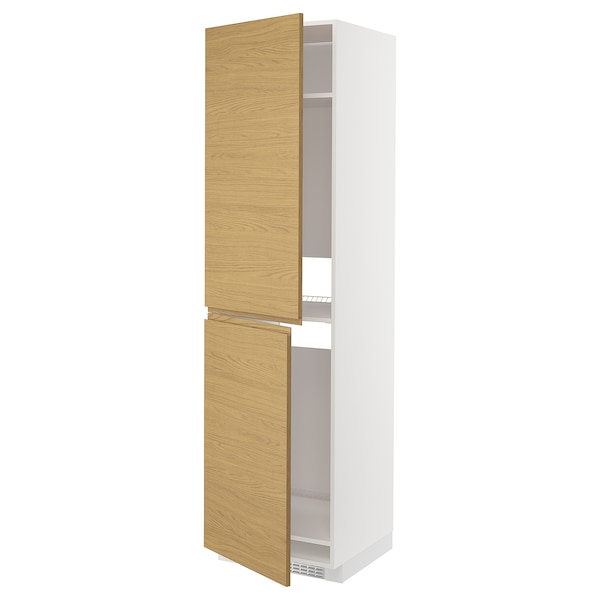 METOD - Tall cabinet for fridge/freezer, white/Voxtorp oak effect,60x60x220 cm