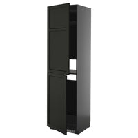 METOD high cabinet for fridge/freezer, black-grey/Lerhyttan black stained, 60x60x220 cm