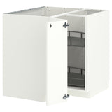 METOD corner base cabinet with carousel, white/Aspudden matt white, 88x88 cm