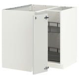 METOD corner base cabinet with carousel, white/Aspudden light grey, 88x88 cm