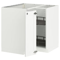 METOD corner base cabinet with carousel, white Enköping/white wood effect, 88x88 cm