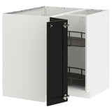 METOD corner base cabinet with carousel, white/Lerhyttan black stained, 88x88 cm