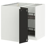 METOD corner base cabinet with carousel, white/Nickebo matt anthracite, 88x88 cm