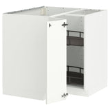 METOD corner base cabinet with carousel, white/Stensund white, 88x88 cm