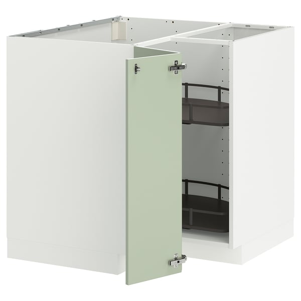 METOD corner base cabinet with carousel, white/Stensund light green, 88x88 cm