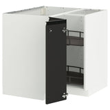 METOD corner base cabinet with carousel, white/Upplöv matt anthracite, 88x88 cm