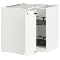 METOD corner base cabinet with carousel, white/Vallstena white, 88x88 cm