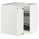 METOD corner base cabinet with carousel, white/Veddinge white, 88x88 cm