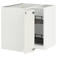 METOD corner base cabinet with carousel, white/Veddinge white, 88x88 cm