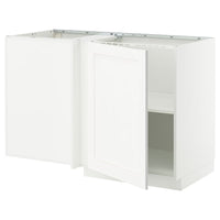 METOD corner base cabinet with shelf, white Enköping/white wood effect, 128x68 cm