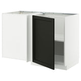 METOD corner base cabinet with shelf, white/Lerhyttan black stained, 128x68 cm