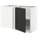 METOD corner base cabinet with shelf, white/Upplöv matt anthracite, 128x68 cm